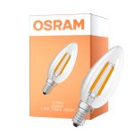 Osram LED Classic E14 Świeca Włókno Przezroczysty 1.2W 255lm - 840 Zimna Biel | Zamienne 25W