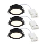 Opakowanie 3x Nordlux Downlight Olea Czarny 4.4W 345lm 110D - 930 | 68mm - IP65 - Najlepsze Renderowanie Kolorów