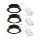 Opakowanie 3x Nordlux Downlight Olea Czarny 4.4W 345lm 110D - 930 | 68mm - IP65 - Najlepsze Renderowanie Kolorów